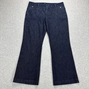Gap Jeans Womens 12 Blue Dark Wash Hip Slung Fit Flare Wide Leg Stretch Trouser